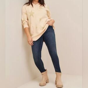 Torrid Hooded Sweater Tunic Womens Plus Size 1X Metallic Gold Stars Fall Winter